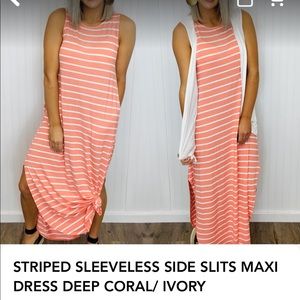 Coral/ivory maxi dress